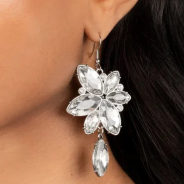 RADIANT RETROSPECTION - White Crystal Earrings